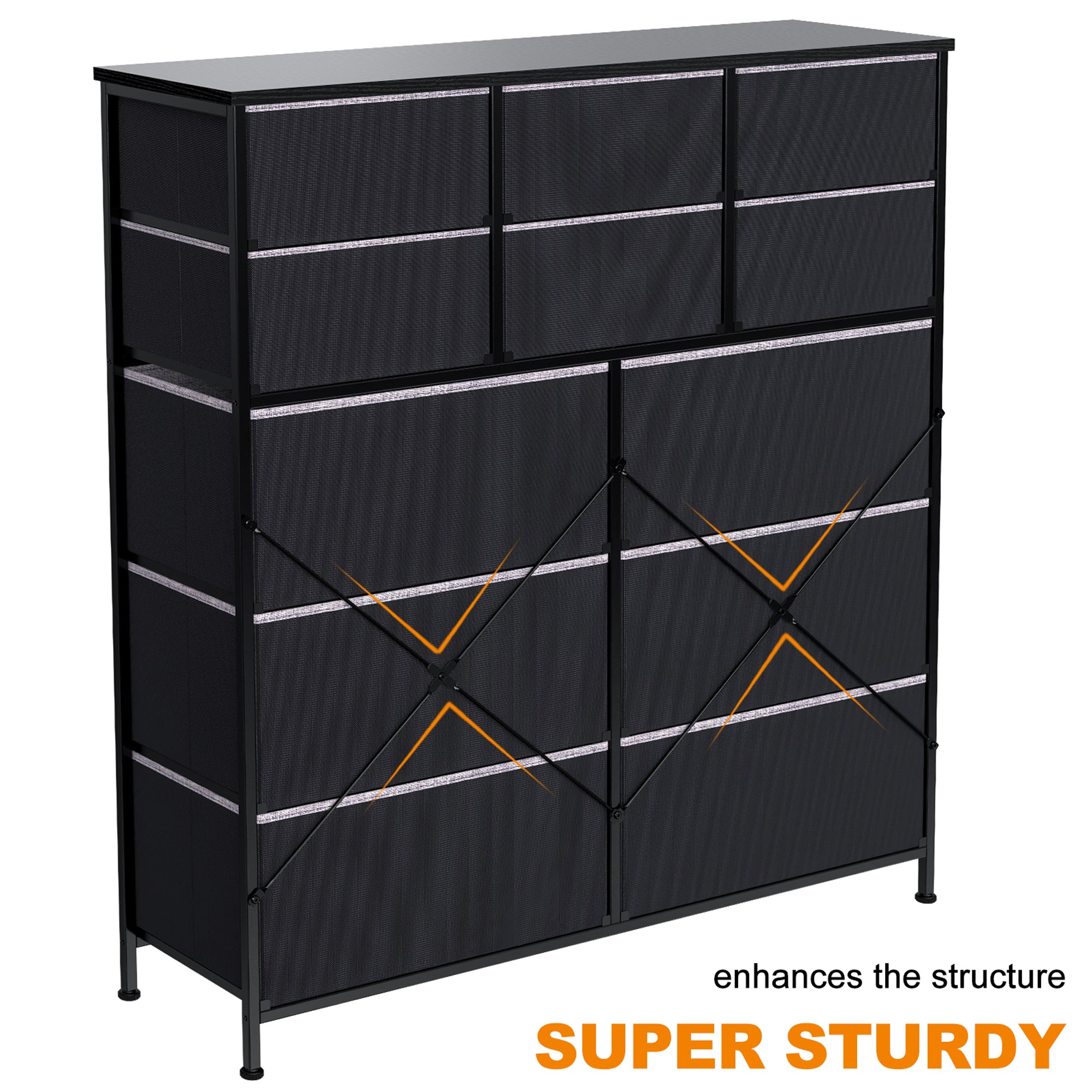REAHOME 12 Drawer Steel Frame Storage Organizer Dresser, Light Grey (Open Box) - VMInnovations