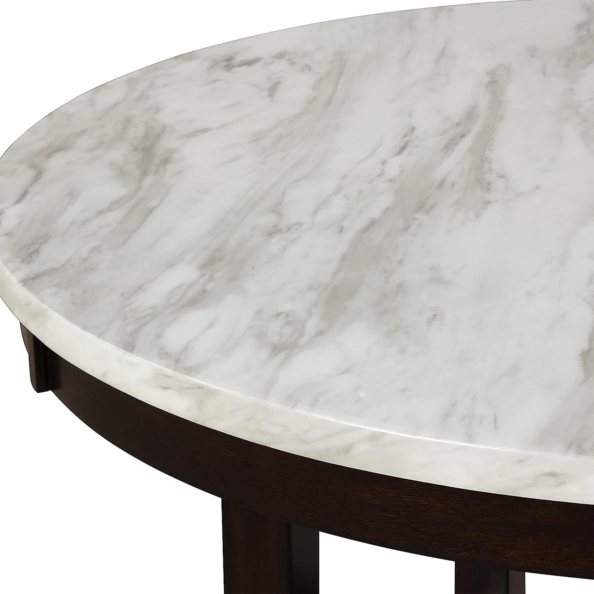 New Classic Furniture Celeste 42" Faux Marble Round Table, & 4 Chair Set, Gray - VMInnovations