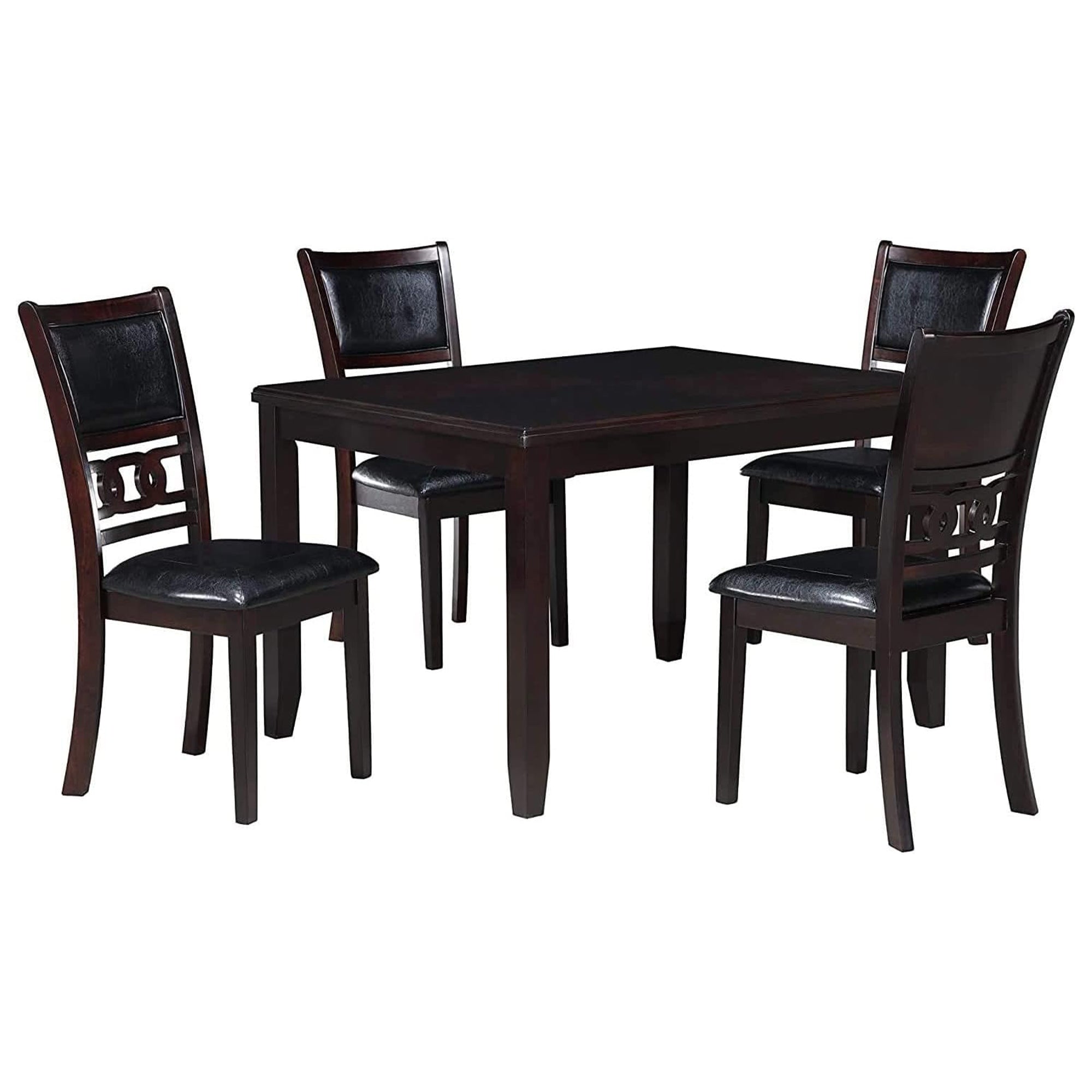 New Classic Furniture Gia Dining Collection with 48" Table and 4 Chairs, Ebony - VMInnovations