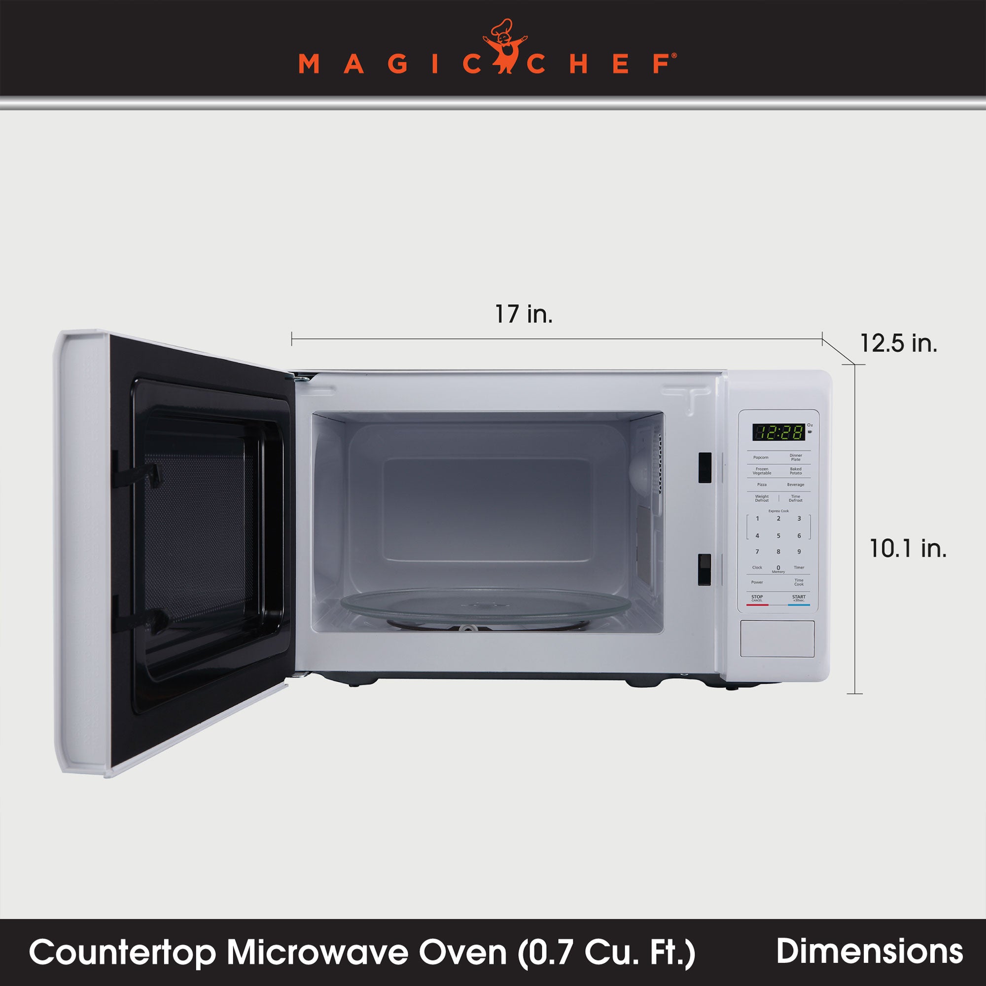 Magic Chef 700 Watt 0.7 Cubic Feet Digital Touch Countertop Microwave, White