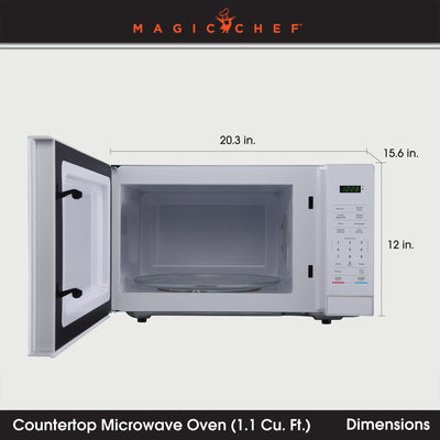 Magic Chef 1000 W 1.1 Cubic Feet Digital Touch Countertop Microwave, White(Used)