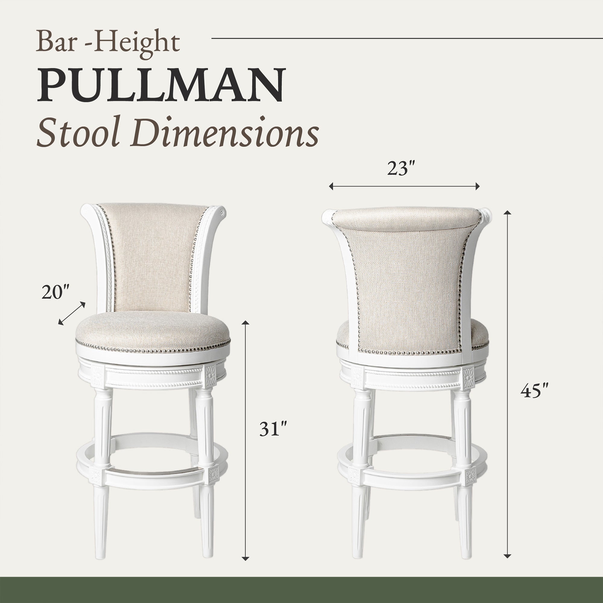 Maven Lane Pullman Swivel Stool, Alabaster White, Bar Height(Open Box) (2 Pack) - VMInnovations