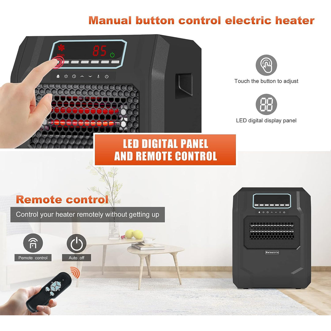 VOLTORB Portable Corded Electric Radiant Space Heater w/3 Heat Settings, Black - VMInnovations