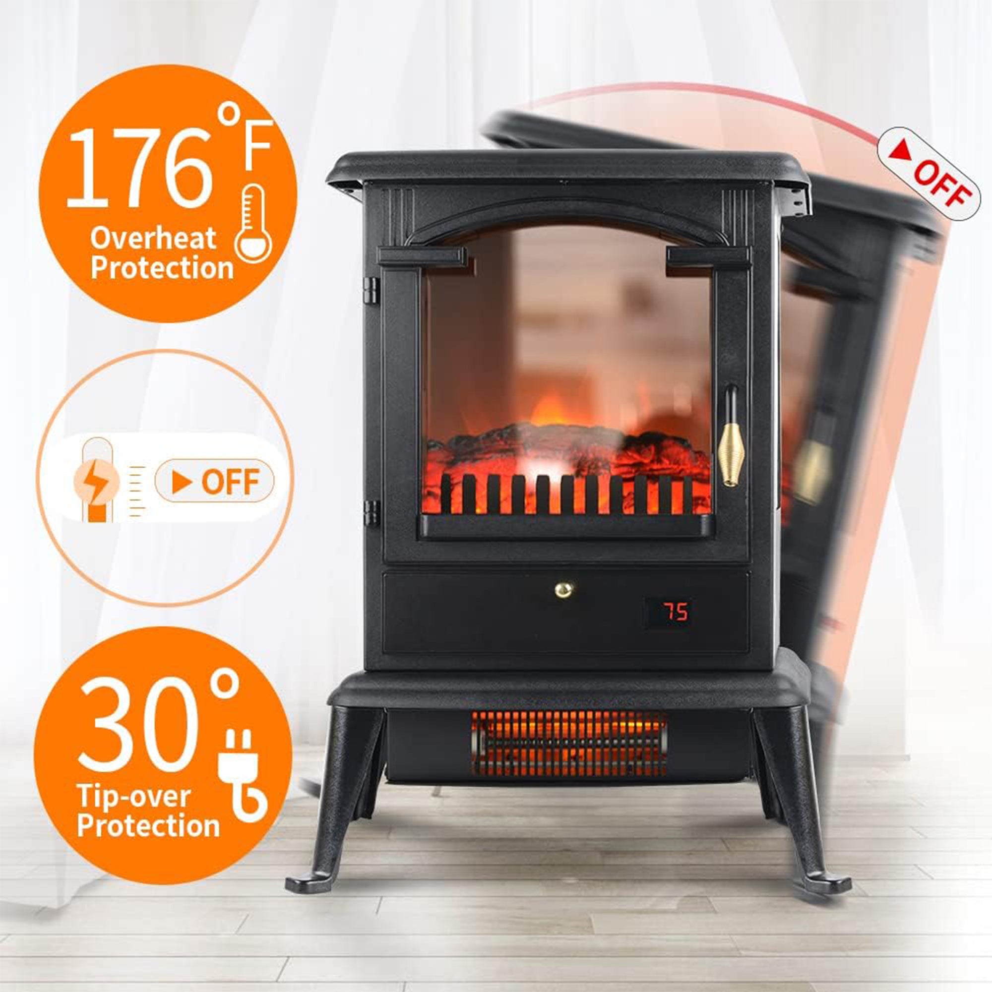 VOLTORB Portable Electric Fireplace Heater Stove w/Remote Control (Used) - VMInnovations