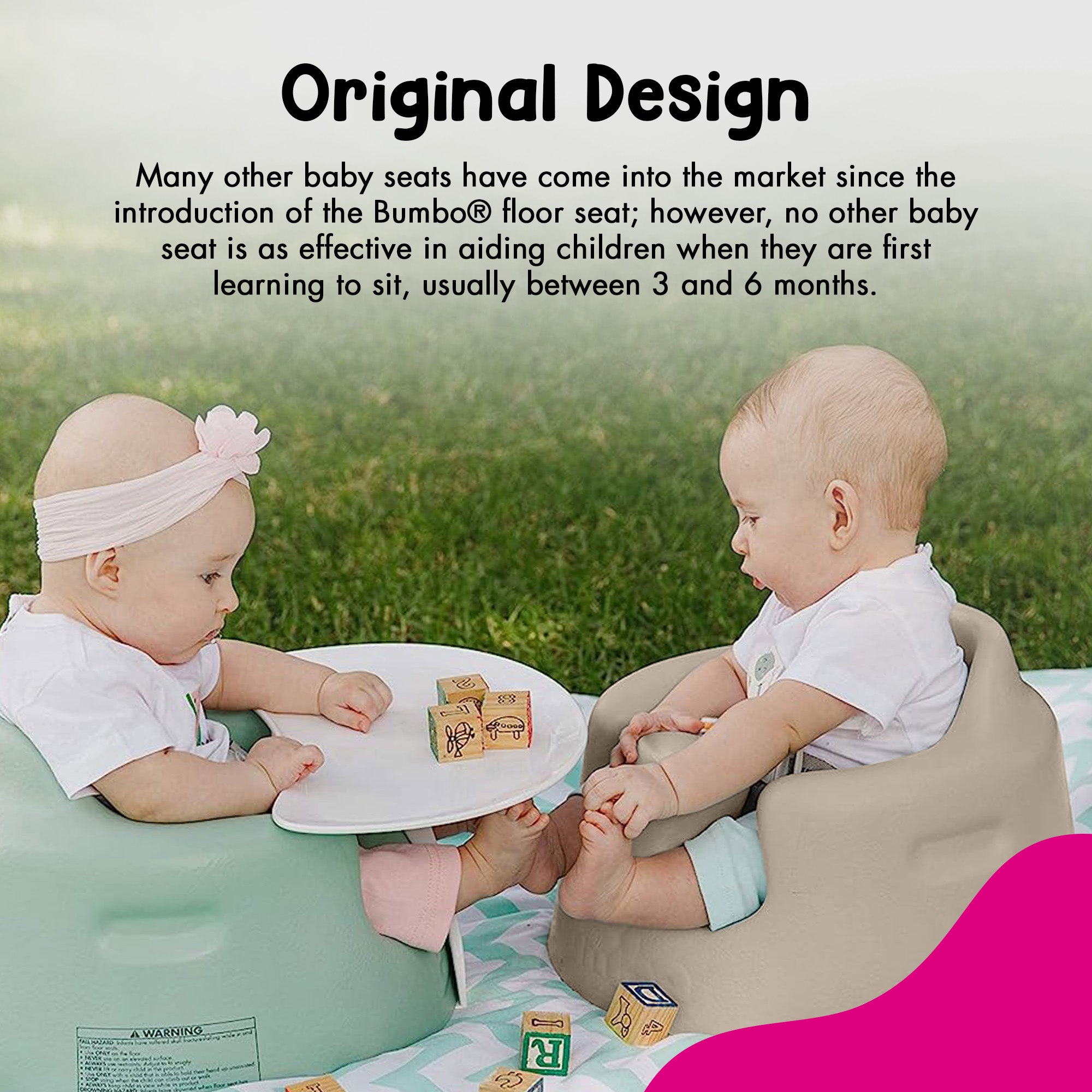 Bumbo Infant Floor Seat Baby Sit Up Chair with Adjustable Safety Harness, Taupe - VMInnovations