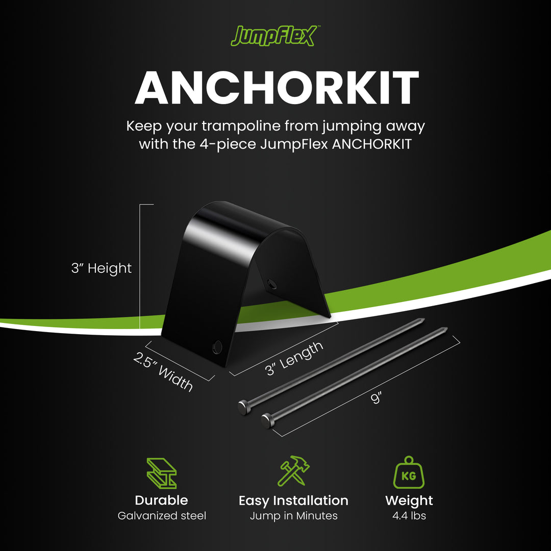JumpFlex 4 Piece Trampoline ANCHORKIT Wind Ground Anchoring Peg Accessories Set - VMInnovations