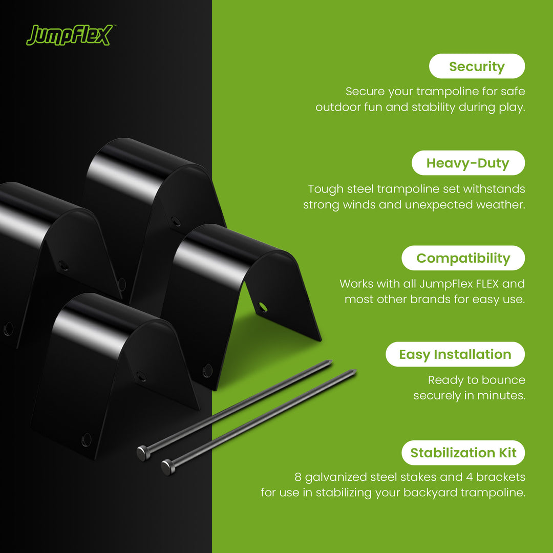 JumpFlex 4 Piece Trampoline ANCHORKIT Wind Ground Anchoring Peg Accessories Set - VMInnovations