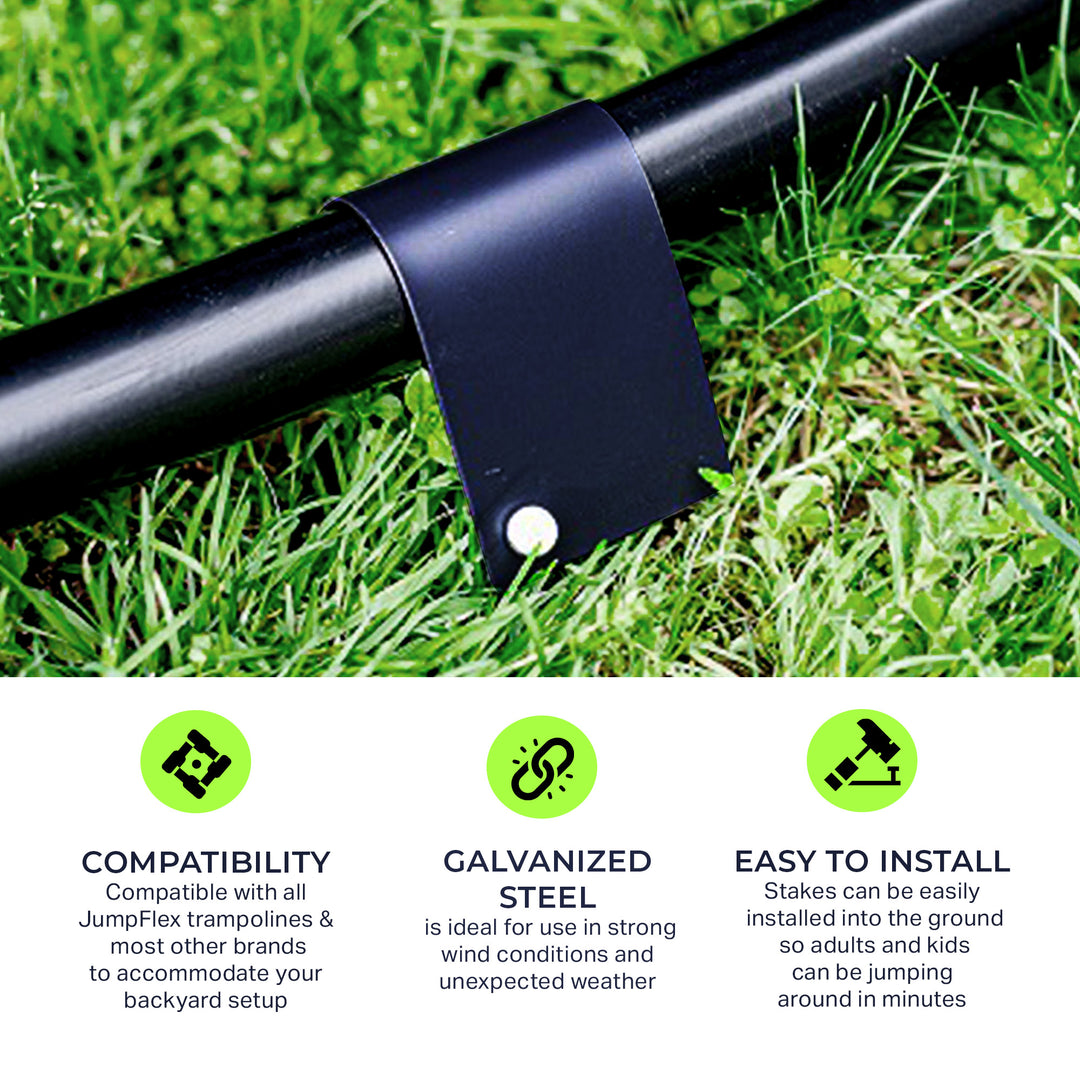 JumpFlex 4 Piece Trampoline ANCHORKIT Wind Ground Anchoring Peg Accessories Set - VMInnovations