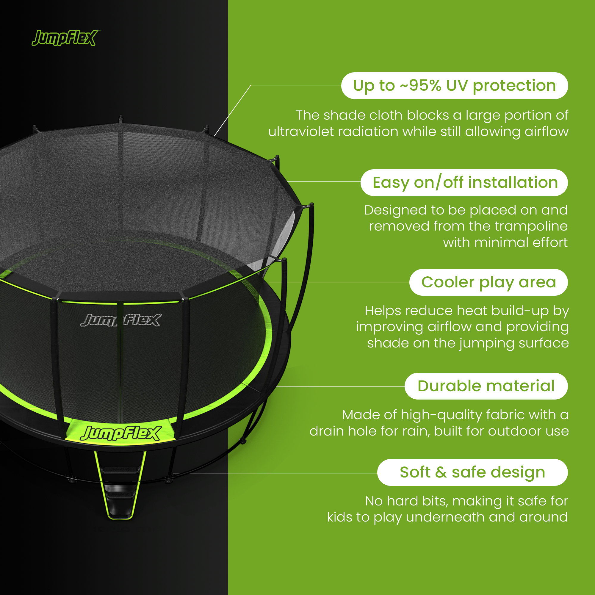 JumpFlex SMARTSHADE HERO 14' Trampoline Canopy Cover, TRAMPOLINE NOT INCLUDED
