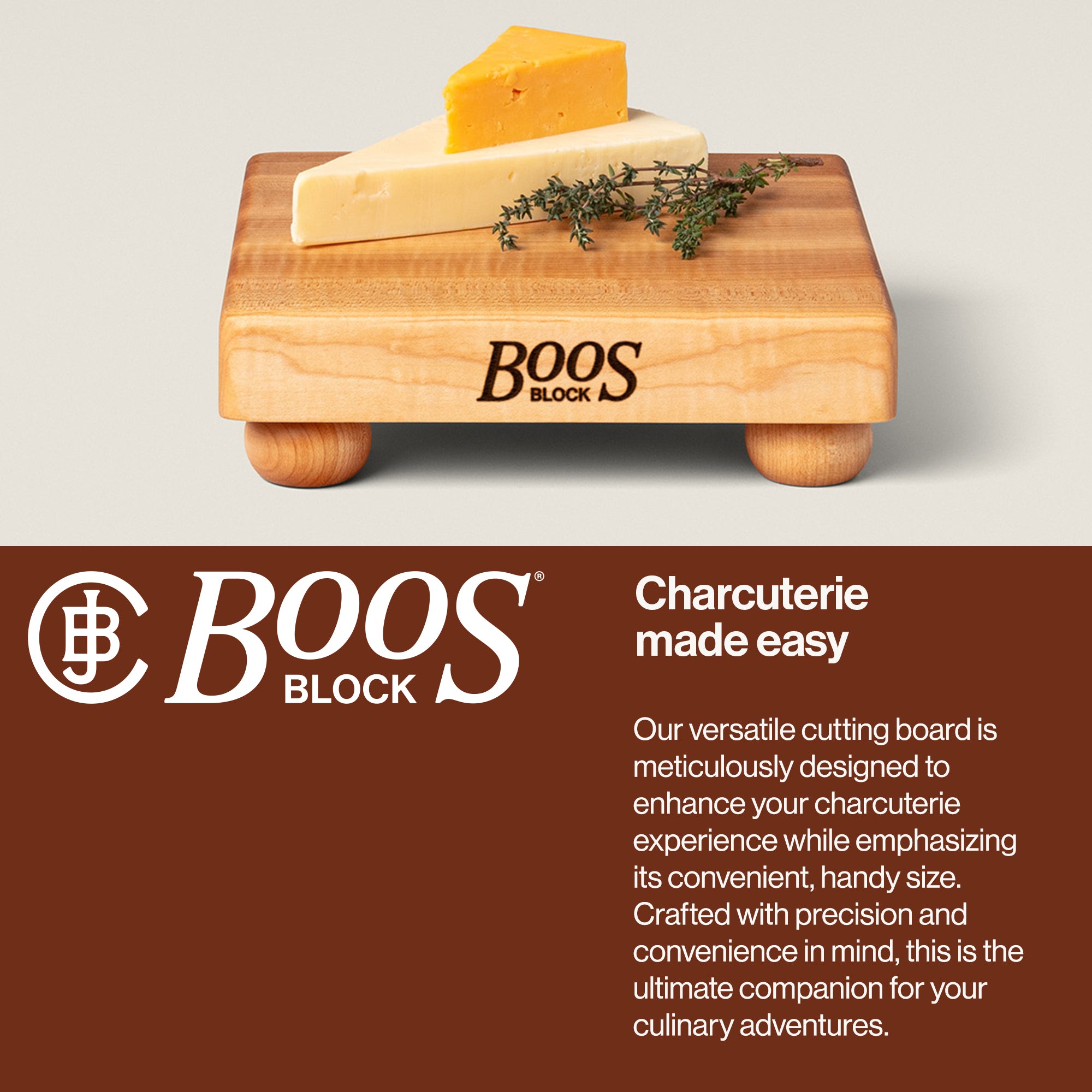 John Boos Maple Wood Edge Grain Cutting Board for Kitchen, 9"x9"x1.5" (Open Box) - VMInnovations