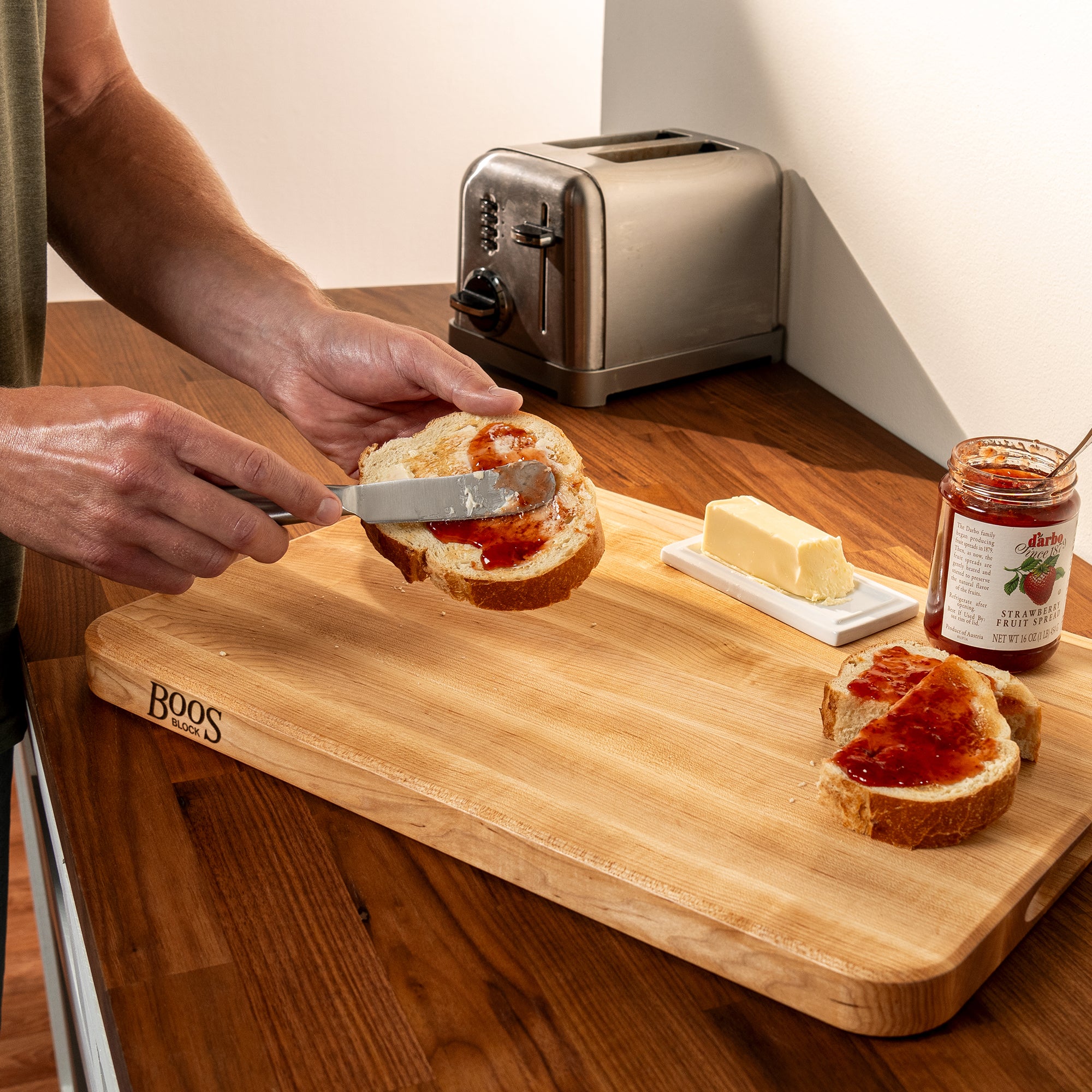 John Boos Chop N Slice Large Maple Edge Grain Cutting Board, 20"x14"x1.25"(Used)
