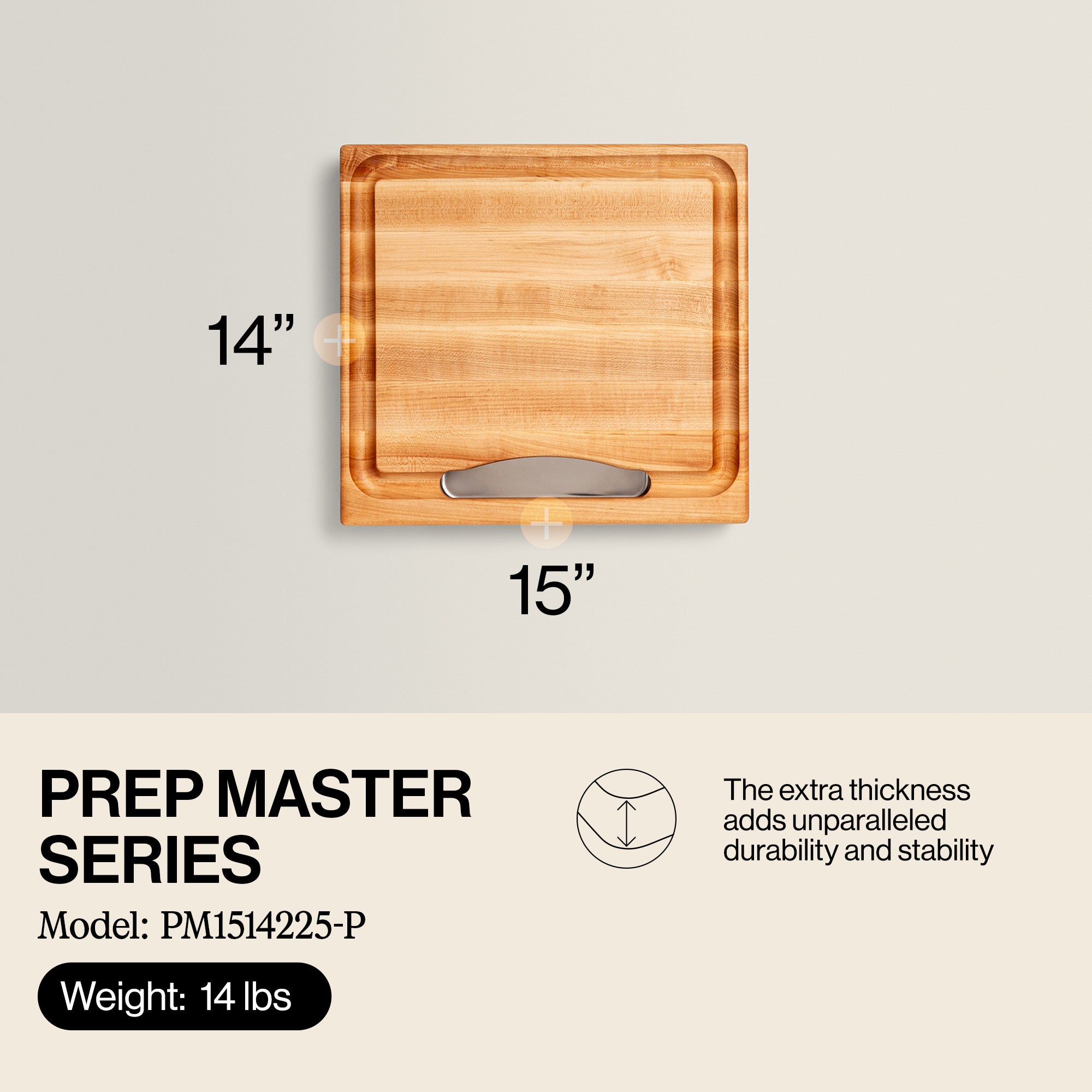 John Boos Prep Master Maple Cutting Board w/Pan, 15" x 14" x 2.25" (Open Box) - VMInnovations