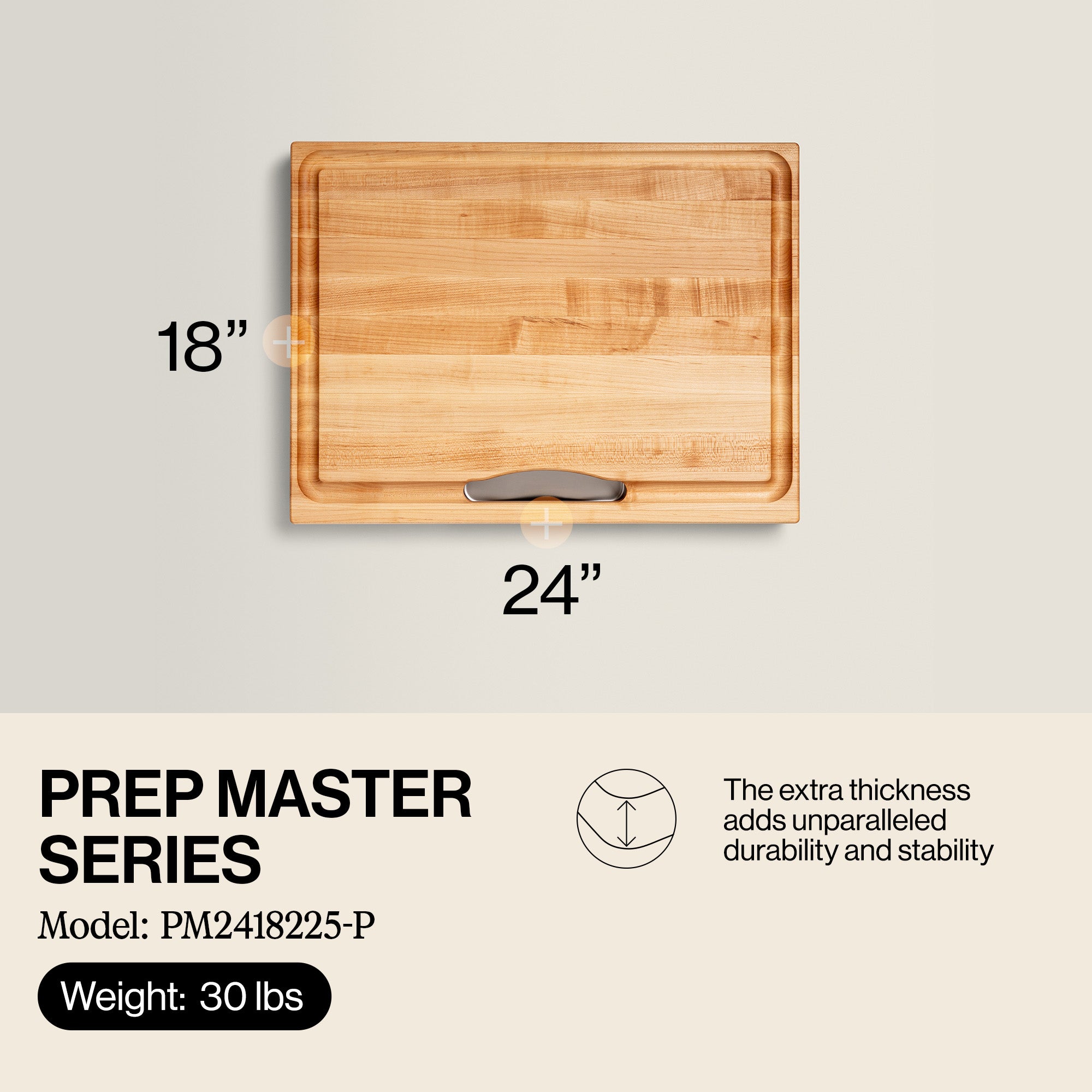 John Boos Prep Master Maple Wood Cutting Board w/Pan, 24"x18"x2.25"(Open Box)