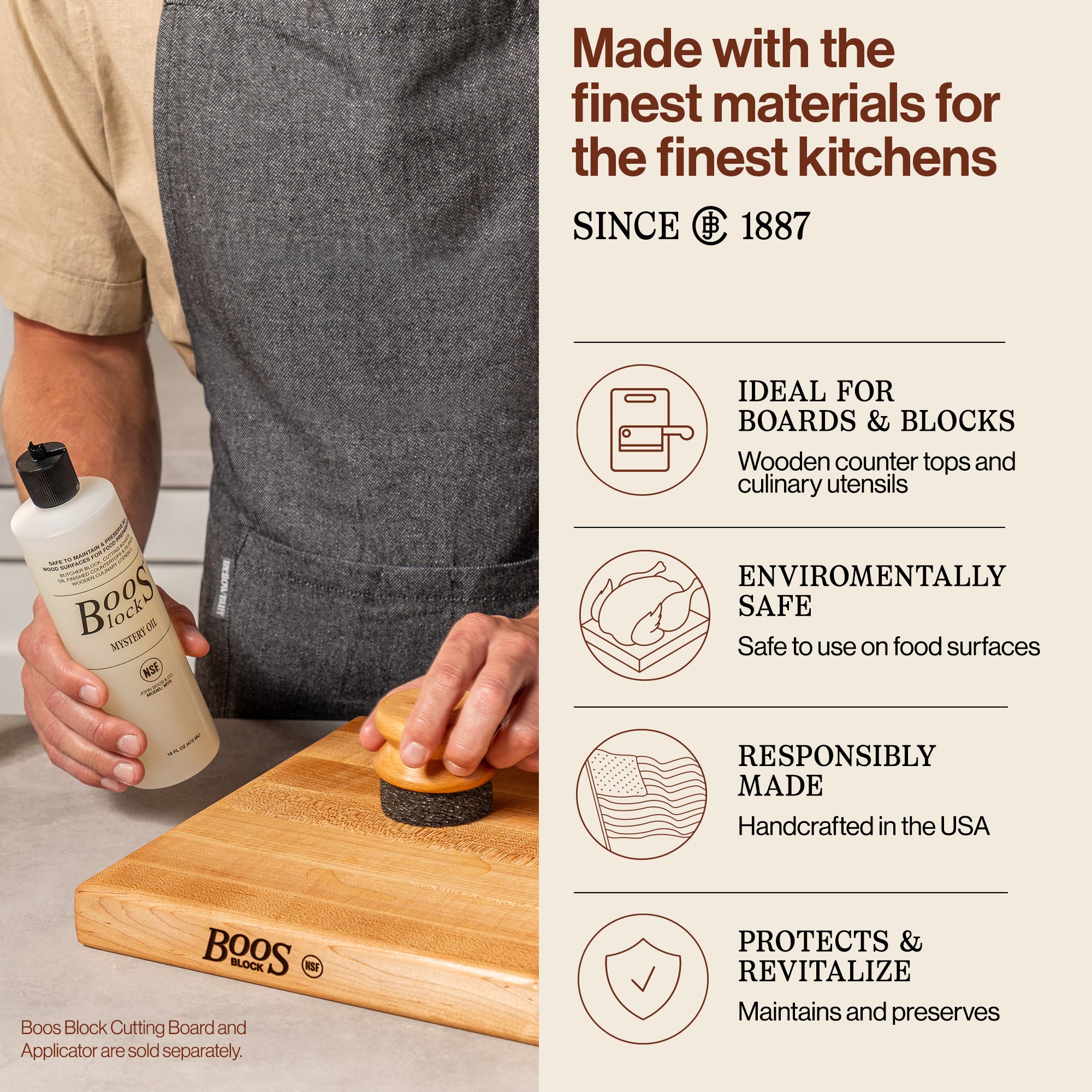 John Boos Mystery Oil, 16 Oz All Natural Moisture Care for Wood Cutting Boards - VMInnovations