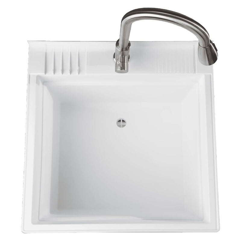 UTILITYSINKS Plastic 24" Freestanding Compact Workshop Utility Tub Sink, White