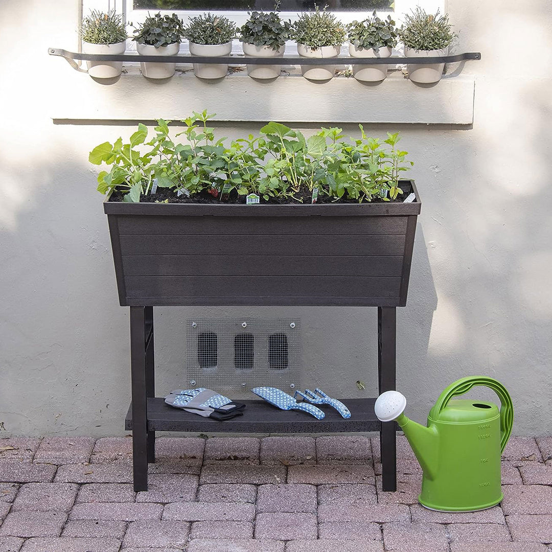 Polymer Outdoor Products 14.5" L x 32.25" W x 31.12" H Raised Garden Bed, Brown - VMInnovations