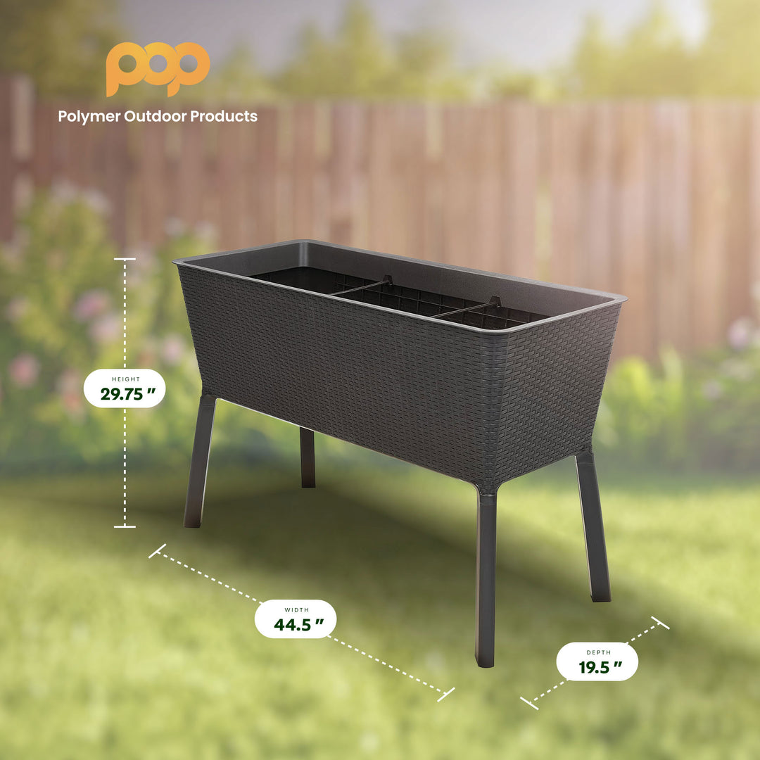 Polymer Outdoor Products 19.5" L x 44.5" W x 29.75" H Raised Garden Bed, Brown - VMInnovations