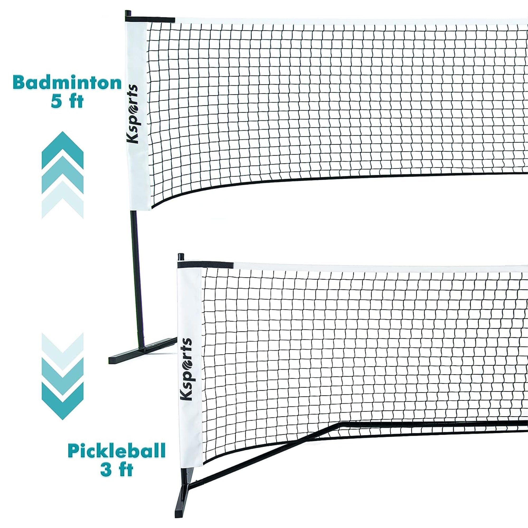 Ksports 22' Pickleball Net w/LED Shuttlecock, Carry Bag & 2 Balls, White (Used)