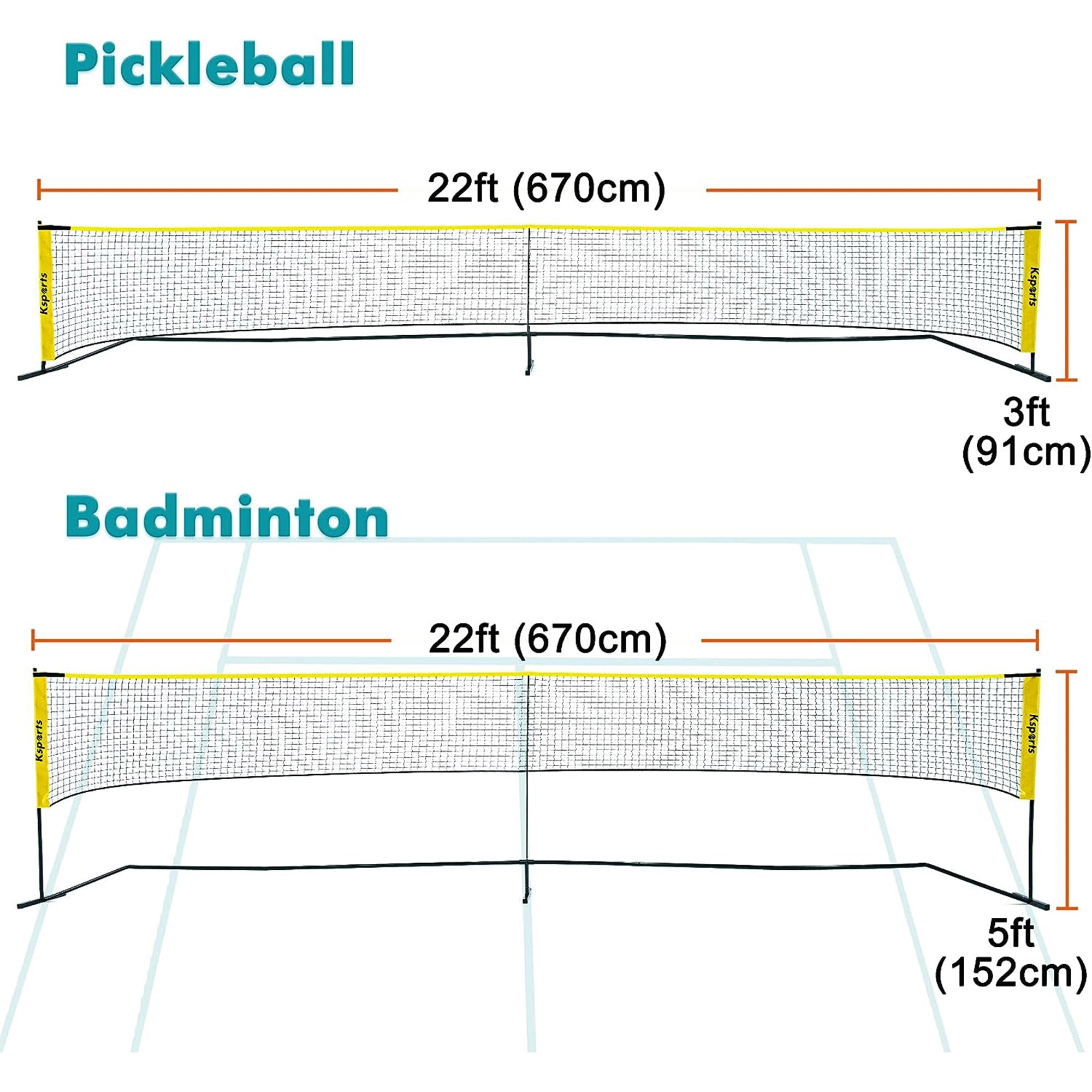Ksports 22' Pickleball Net w/ LED Shuttlecock,Carry Bag & 2 Game Balls(Open Box) - VMInnovations