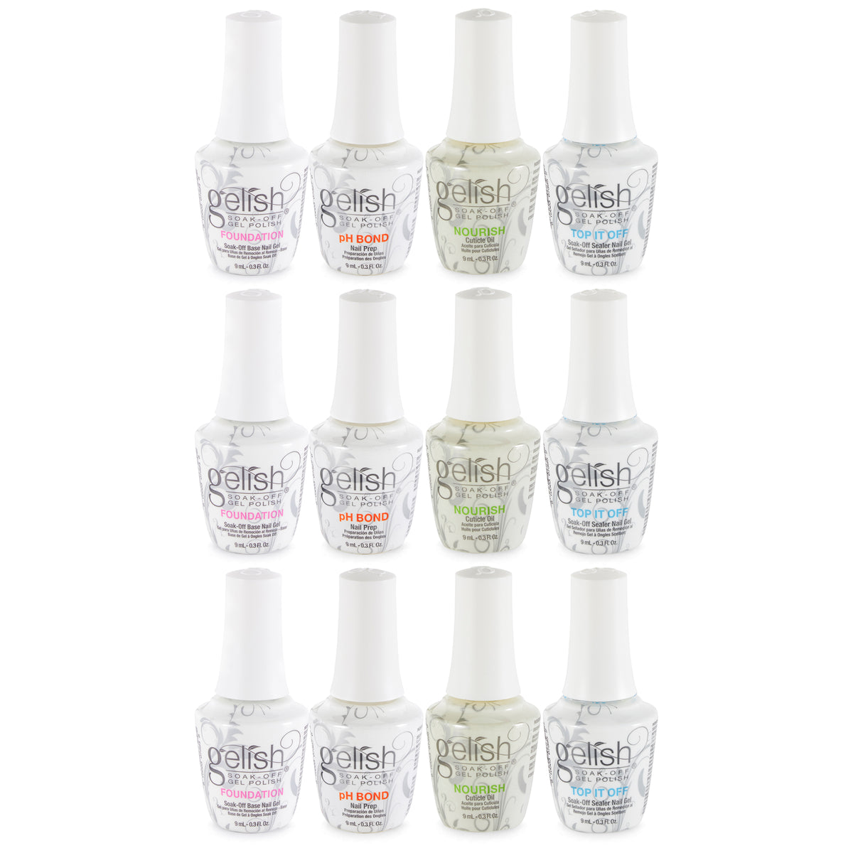 Gelish Mini Fantastic 4 9ml Essentials Collection Gel Nail Polish Kit, (12 Pack)