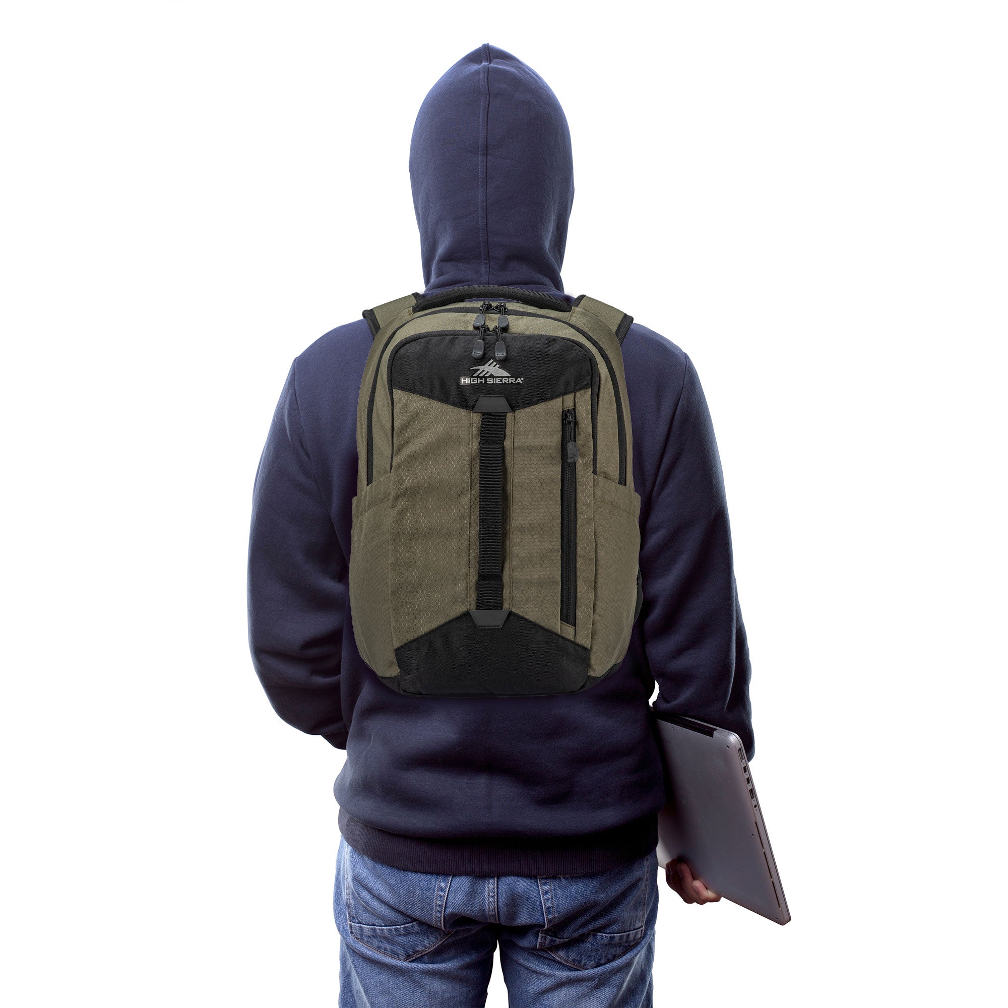 High Sierra Large Backpack w/Device Sleeve & Adjustable Straps,Olive Green(Used) - VMInnovations