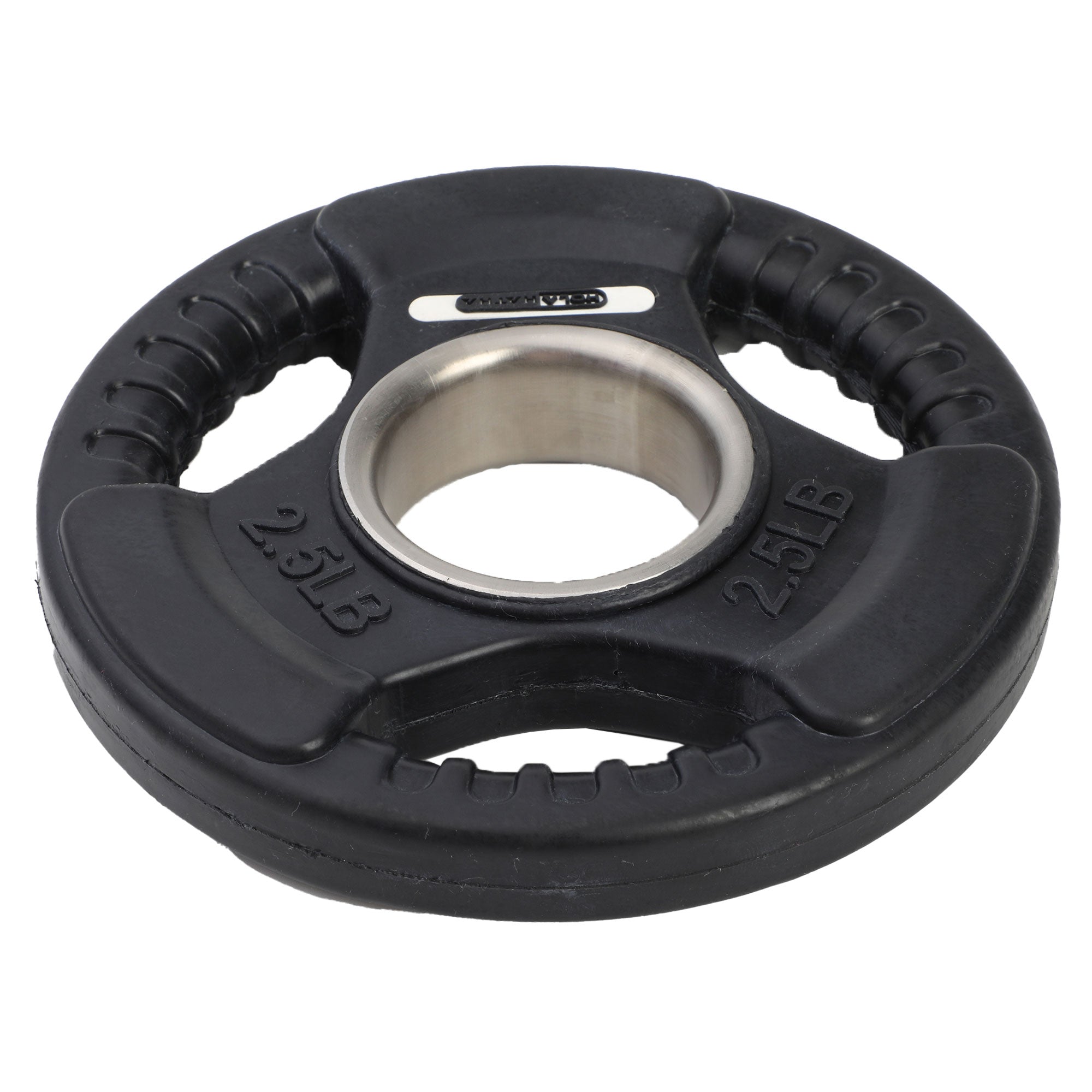 HolaHatha 2.5 Pound Olympic Rubber Coated Weight Plate w/Handle, Black (2 Pack) - VMInnovations