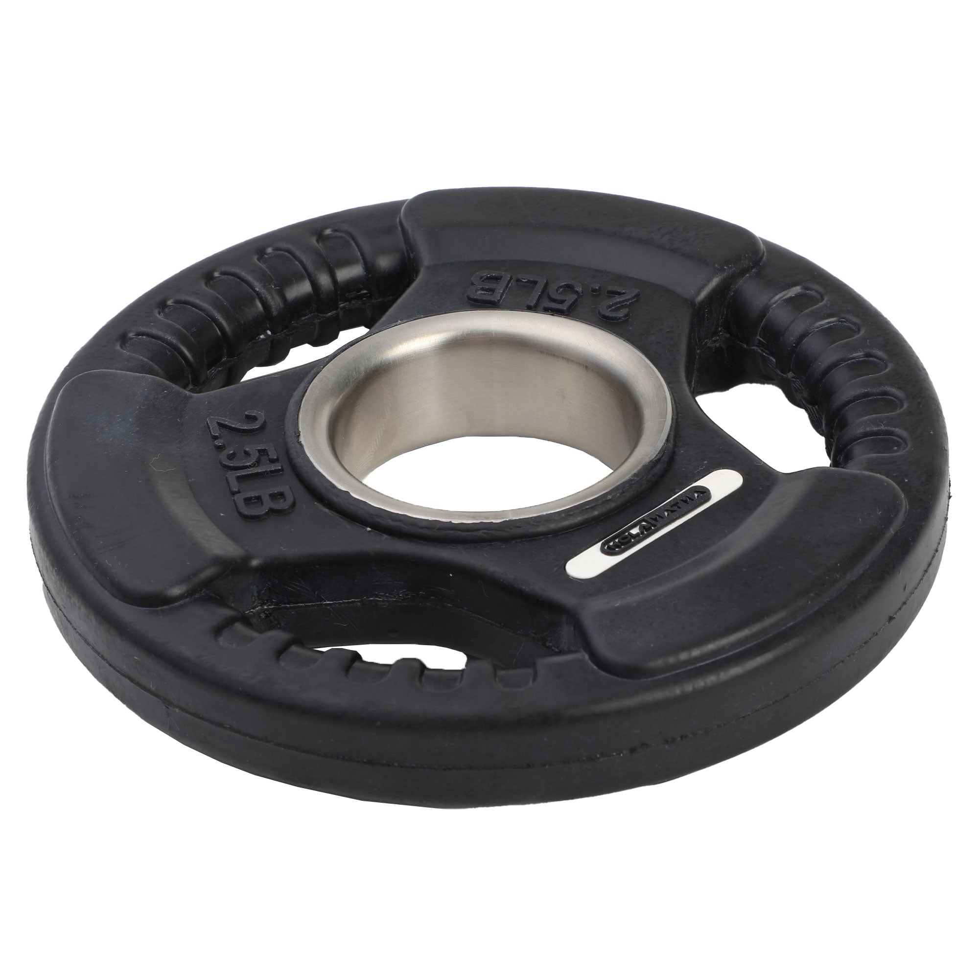 HolaHatha 2.5 Pound Olympic Rubber Coated Weight Plate w/Handle, Black (2 Pack) - VMInnovations