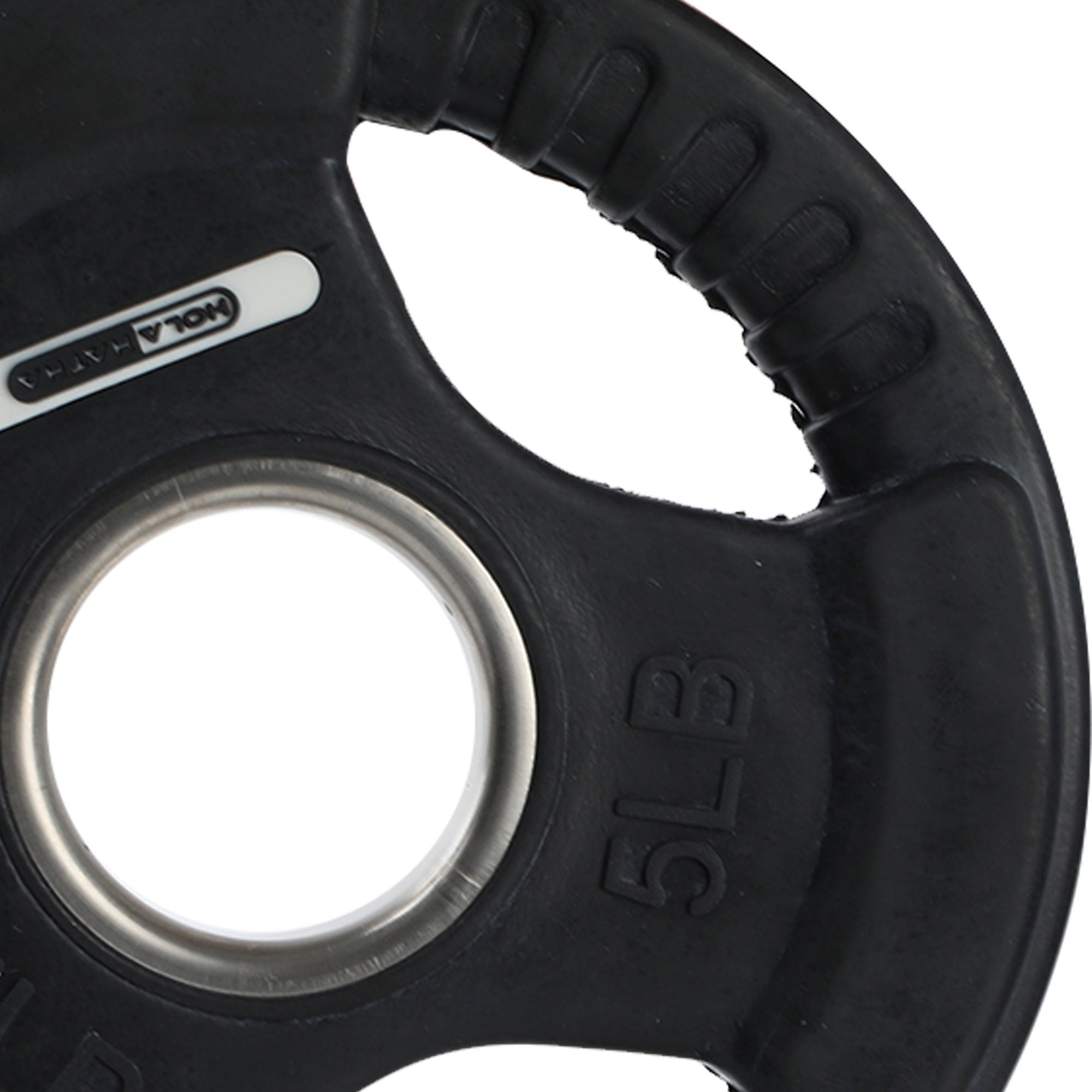 HolaHatha 5 Pound Olympic Rubber Coated Weight Plate with Handle, Black (2 Pack) - VMInnovations