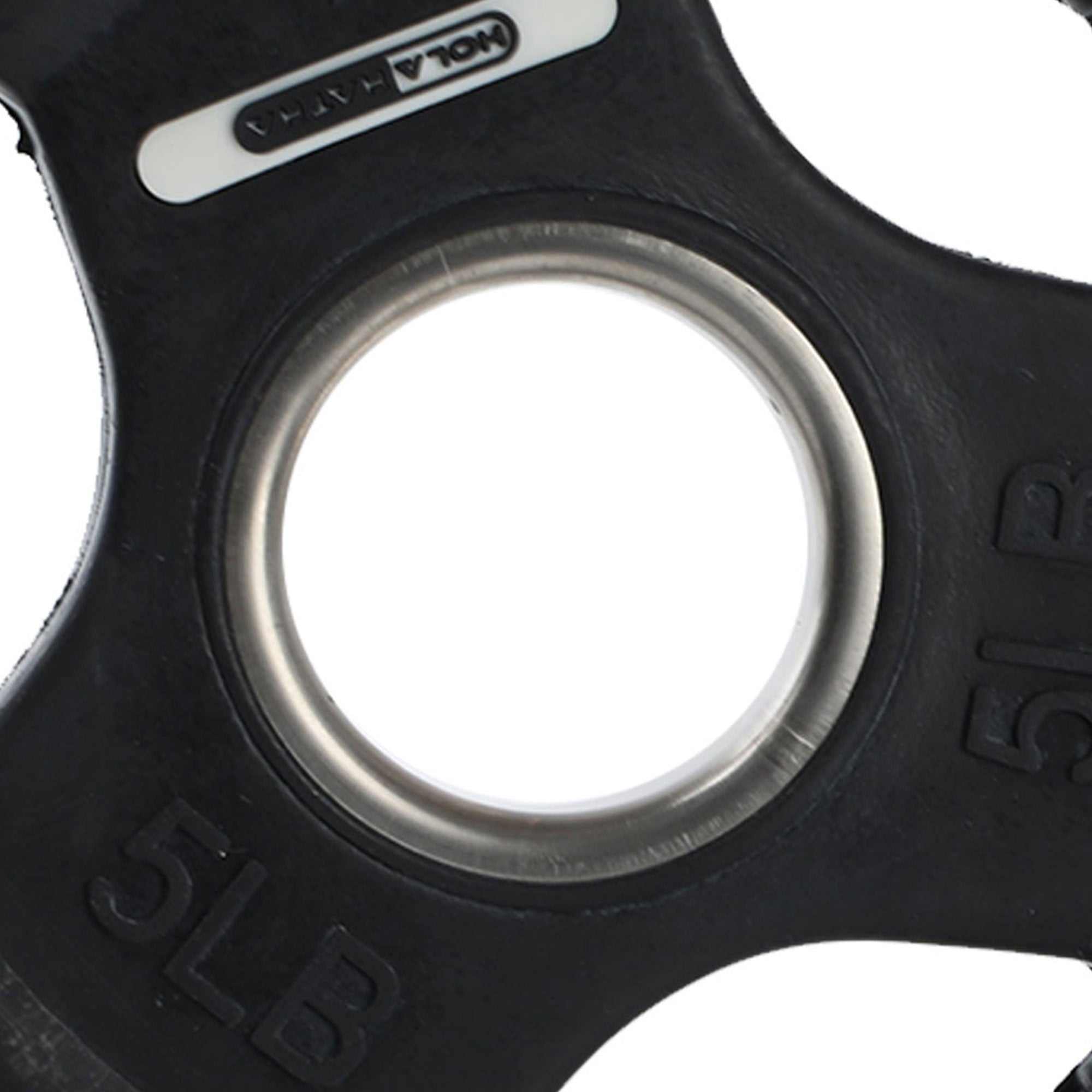 HolaHatha 5 Pound Olympic Rubber Coated Weight Plate with Handle, Black (2 Pack) - VMInnovations