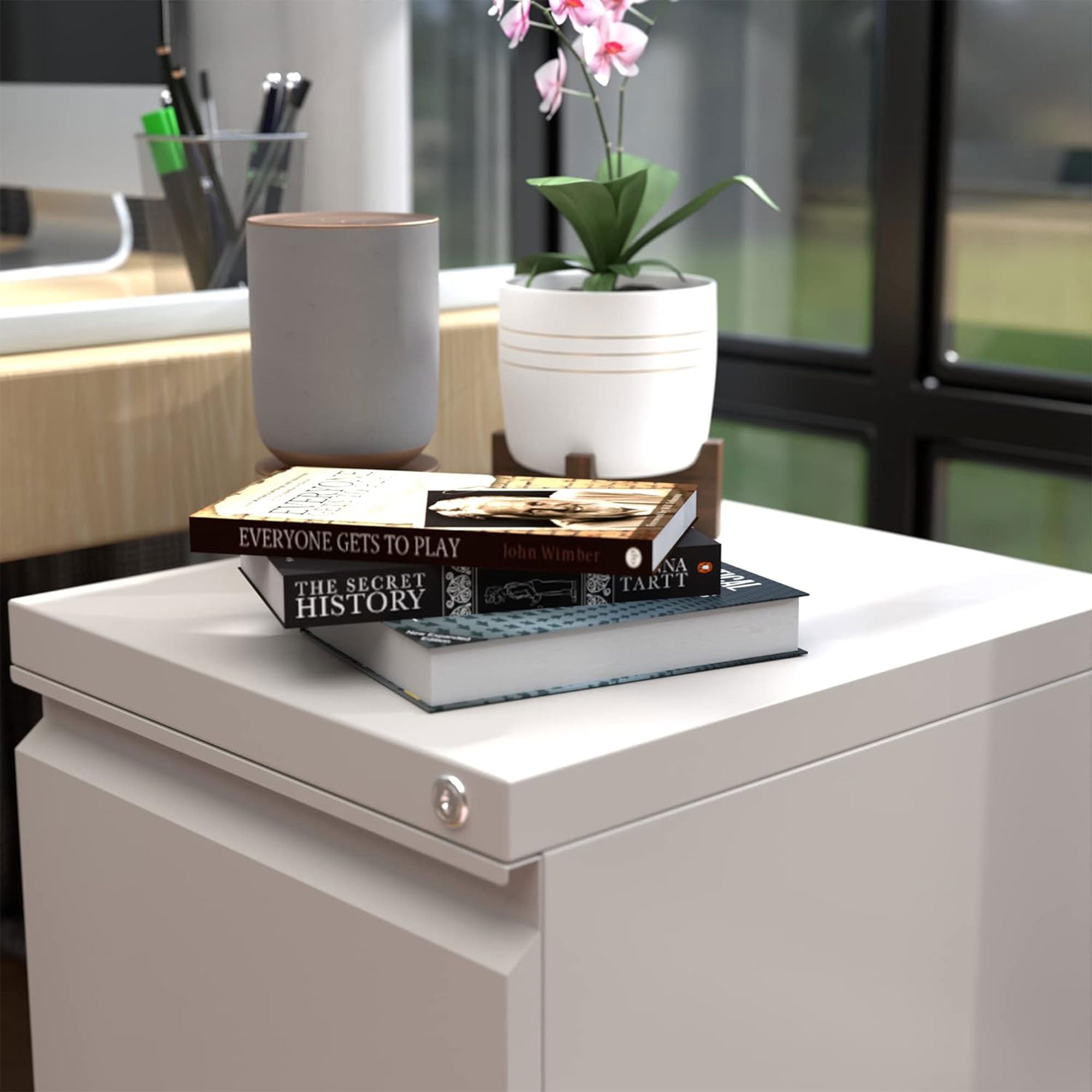 AOBABO 2 Drawer Mobile Metal Organizer Filing Cabinet, Assembled, White (Used) - VMInnovations