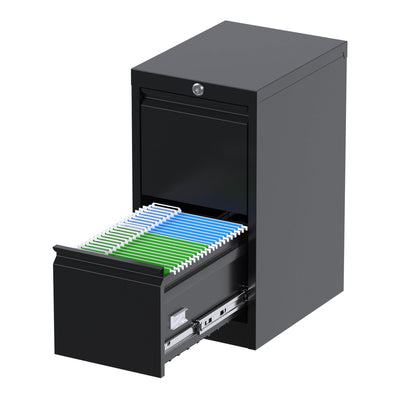 AOBABO 2 Drawer Vertical Metal File Cabinet with Lock for Home and Office, Black