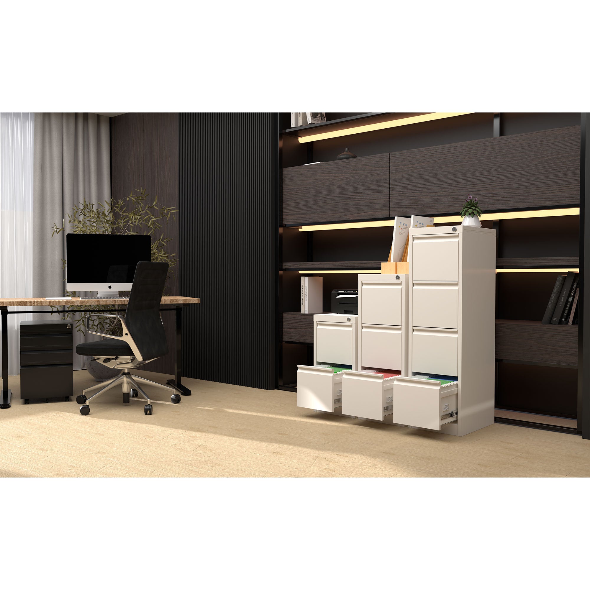 AOBABO 4 Drawer Metal File Cabinet w/Lock for Home & Office, White (Used) - VMInnovations