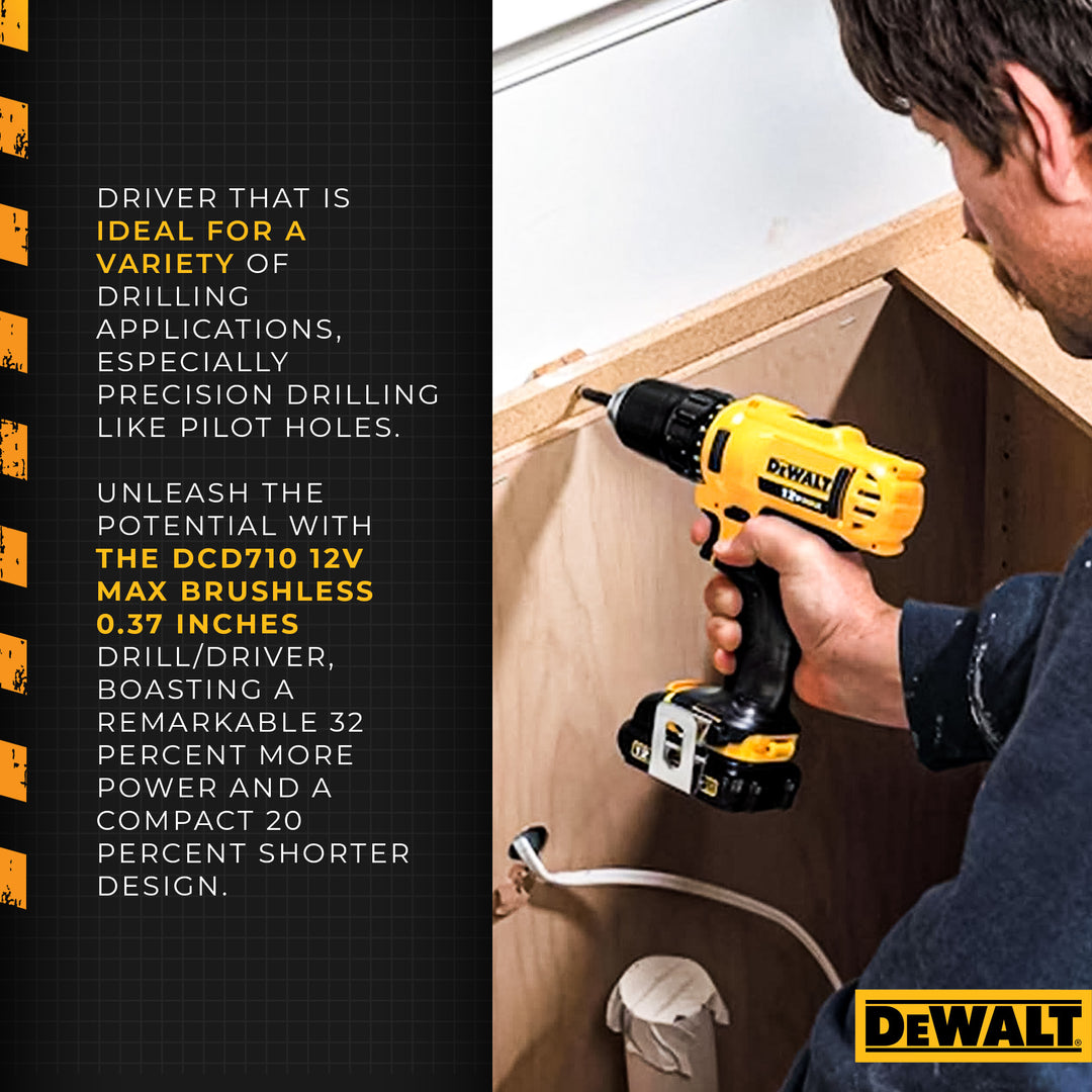 Dewalt 12V MAX Cordless Driver and Drill Hand Tool Set with 45 Drill Bits, Black - VMInnovations