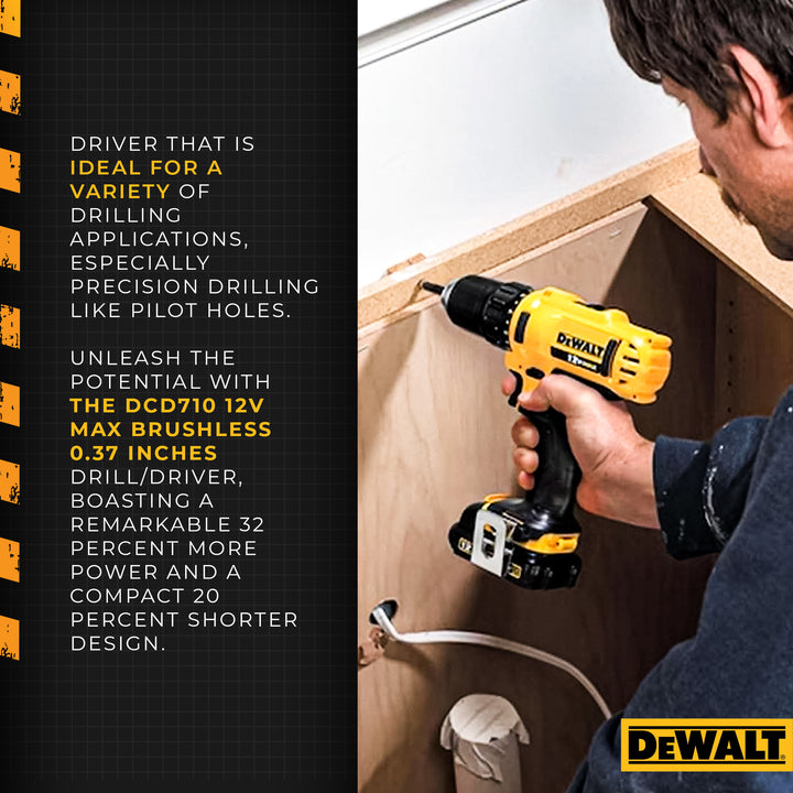Dewalt 12V MAX Cordless Driver and Drill Hand Tool Set with 45 Drill Bits, Black - VMInnovations