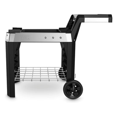 Weber Pulse 200 Electric Grill Rolling Cart with Foldable Side Table, Black