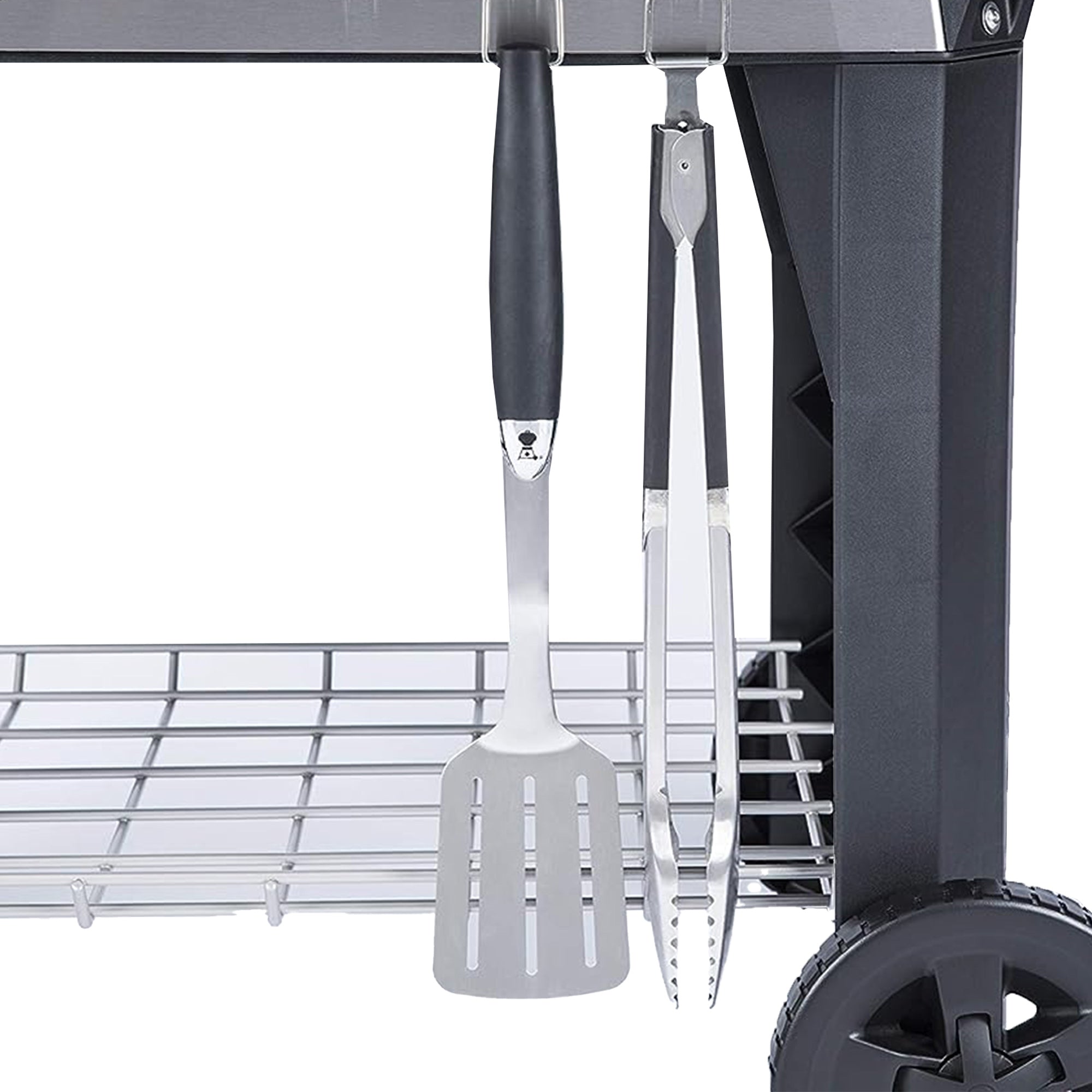 Weber Pulse 200 Electric Grill Rolling Cart with Foldable Side Table, Black - VMInnovations