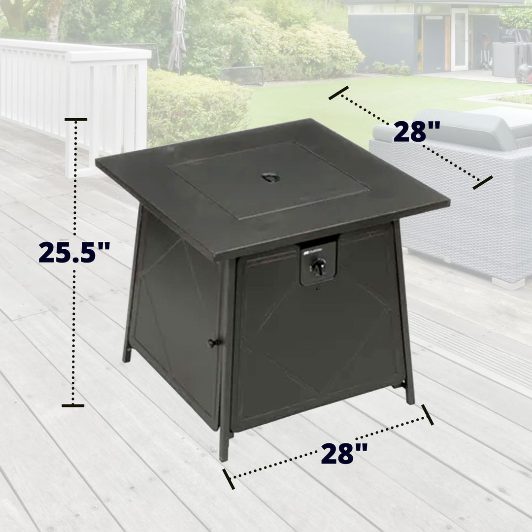 Four Seasons Courtyard Dual Heat 50,000 BTU Square Gas Tabletop Outdoor Fire Pit - VMInnovations