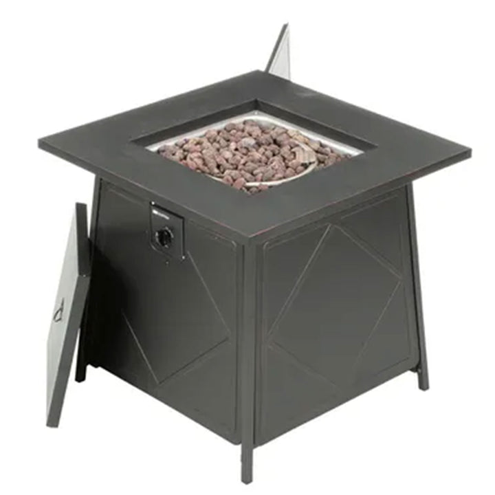 Four Seasons Courtyard Dual Heat 50,000 BTU Square Gas Tabletop Outdoor Fire Pit - VMInnovations