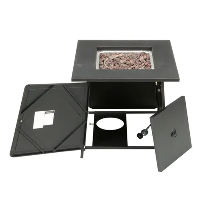Four Seasons Courtyard Dual Heat 50,000 BTU Square Gas Tabletop Outdoor Fire Pit - VMInnovations