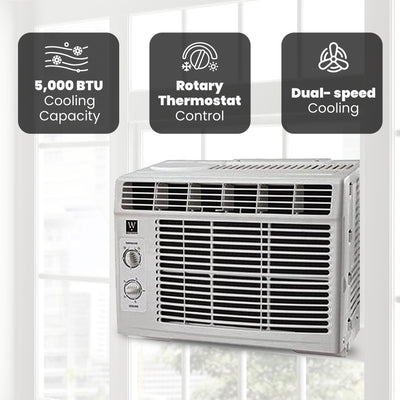 HomePointe 5,000 BTU Mechanical Window Air Conditioner with Rotary Thermostat
