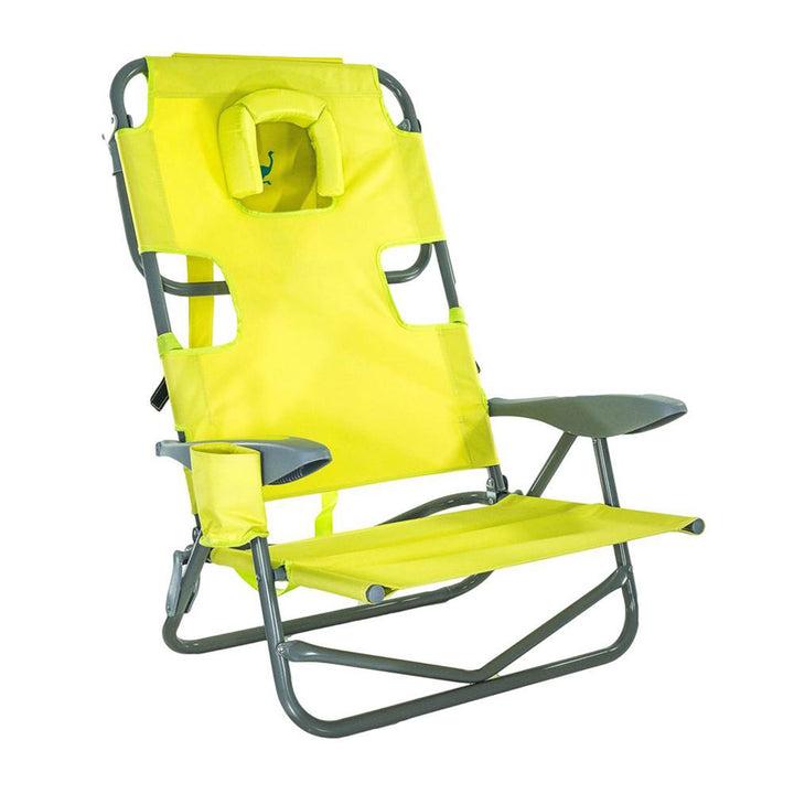 Ostrich On Your Back Reclining Lawn Chair & Chaise Folding Beach Lounger, Green - VMInnovations