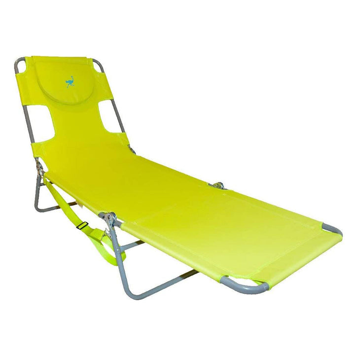 Ostrich On Your Back Reclining Lawn Chair & Chaise Folding Beach Lounger, Green - VMInnovations