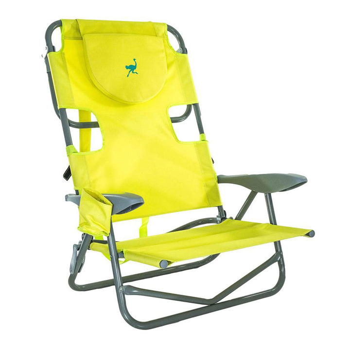 Ostrich On Your Back Reclining Lawn Chair & Chaise Folding Beach Lounger, Green - VMInnovations