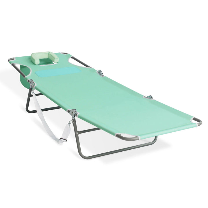 Ostrich Chaise Lounge Folding Sunbathing Poolside Beach Chair, Teal (2 Pack) - VMInnovations