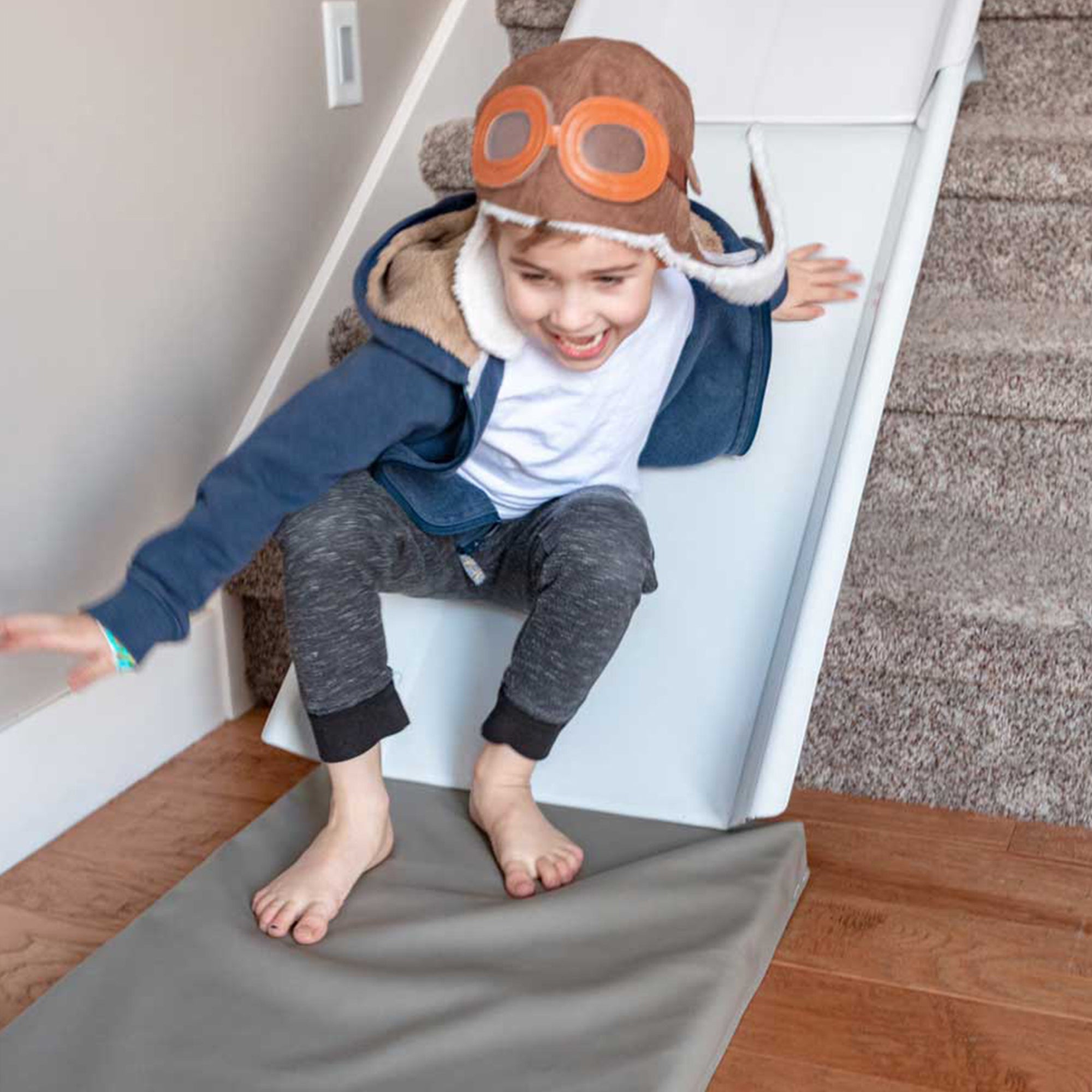 Stairslide Set of 4 Stair Mounted Kids Indoor Slide & Non-Slip Foam Landing Pad - VMInnovations