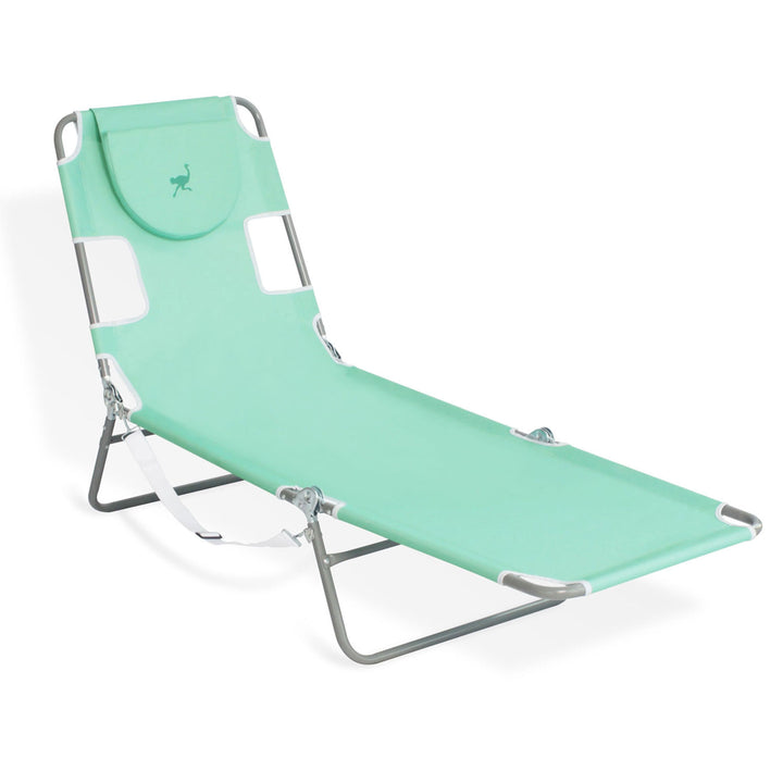 Ostrich Chaise Sunbathing Poolside Beach Chair with Recliner Lounge Chair, Teal - VMInnovations
