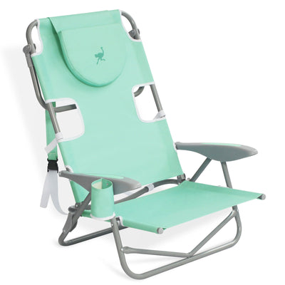 Ostrich On Your Back Folding Reclining Outdoor Camping Lawn Chair, Teal (3 Pack)