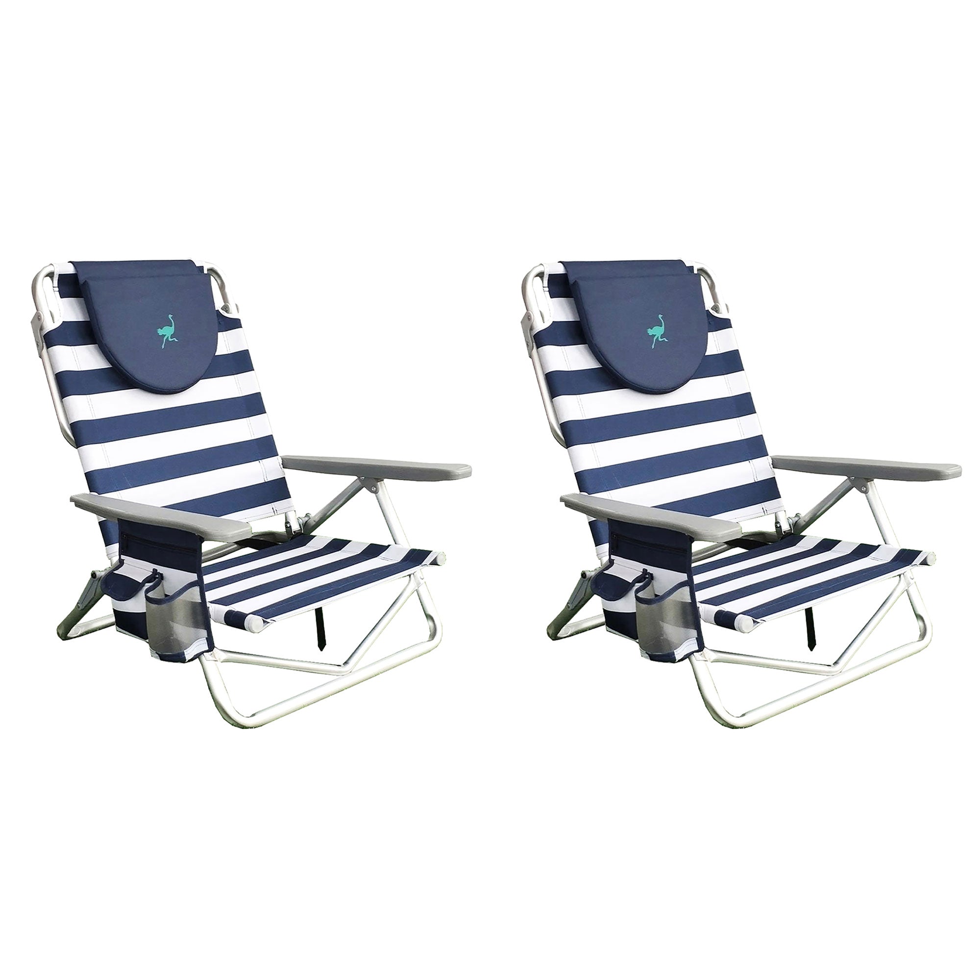 Ostrich On Your Back Sand Beach 6 Inch Off The Ground Lounge Chair (2 Pack)
