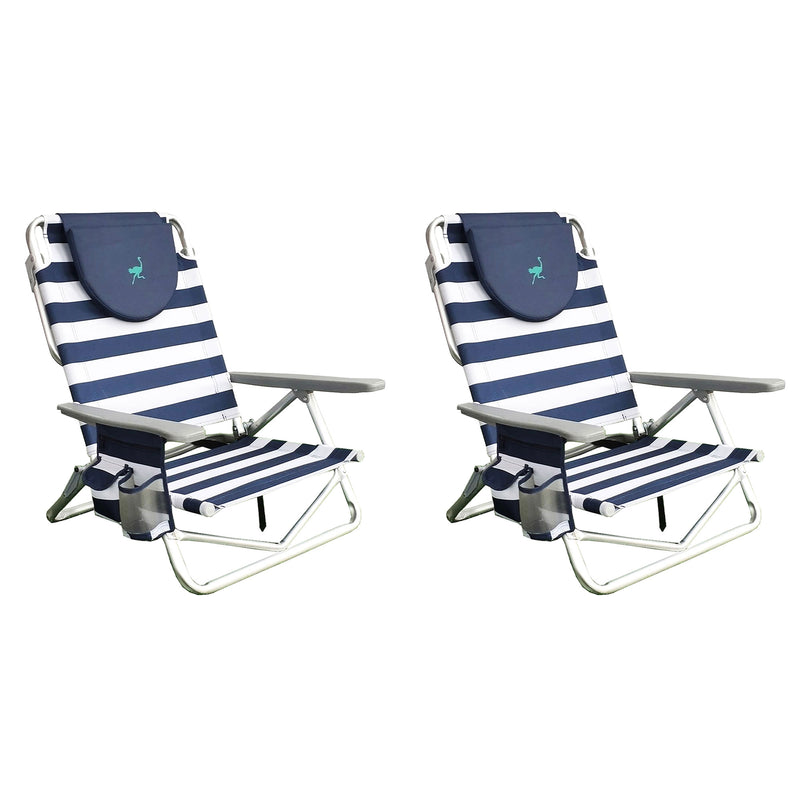 Ostrich On Your Back Sand Beach 6 Inch Off The Ground Lounge Chair (2 Pack)