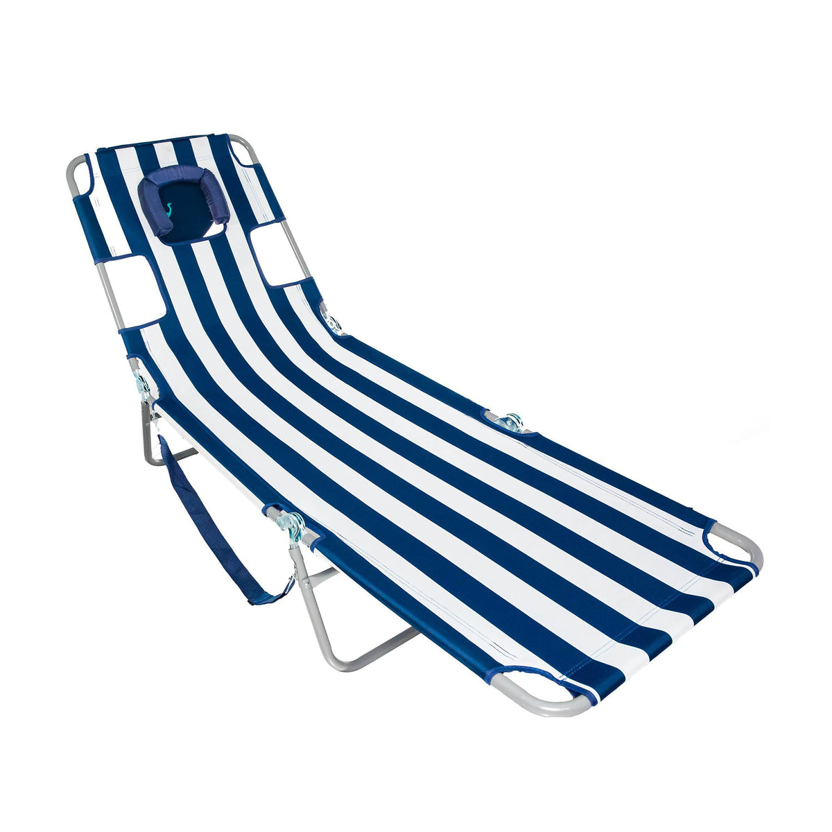 Ostrich Chaise Folding Beach Lounger & On Your Back Reclining Lawn Chair, Stripe